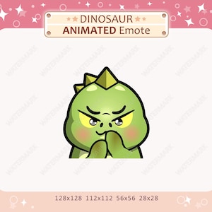 Animerad dinosaurie-emote / ond plan-emote / intrigerande ansikte / ond dinosaurie-emote | Twitch och Discord | Klar att använda