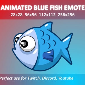 Blue Fish Animated Emote for Twitch, Discord, and Youtube / Animated Fish Swimming Emote