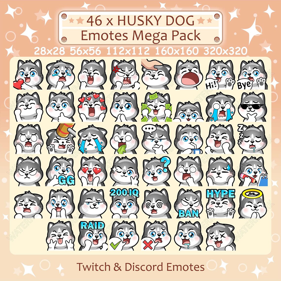Husky Dog Emotes X 46 for Twitch & Discord Emote Husky Dog - Etsy