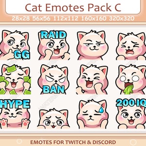 Cat Emotes Pack C / Emotes for Twitch and Discord Emote / Black Kitten Emoji Emote Pack, Cat Emotes Bundle