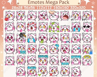 46 Emote Volpe Kitsune Rosa, Emote Twitch, Emote Discord, Pacchetto Emote PNG, Pronti all'uso