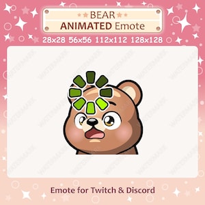 Animated Emote Brown Bear Loading Sign Emote, Teddy Bear Confused Emote / Twitch & Discord Emote, Cute Brown Bear Emoji, Emote for Streamer