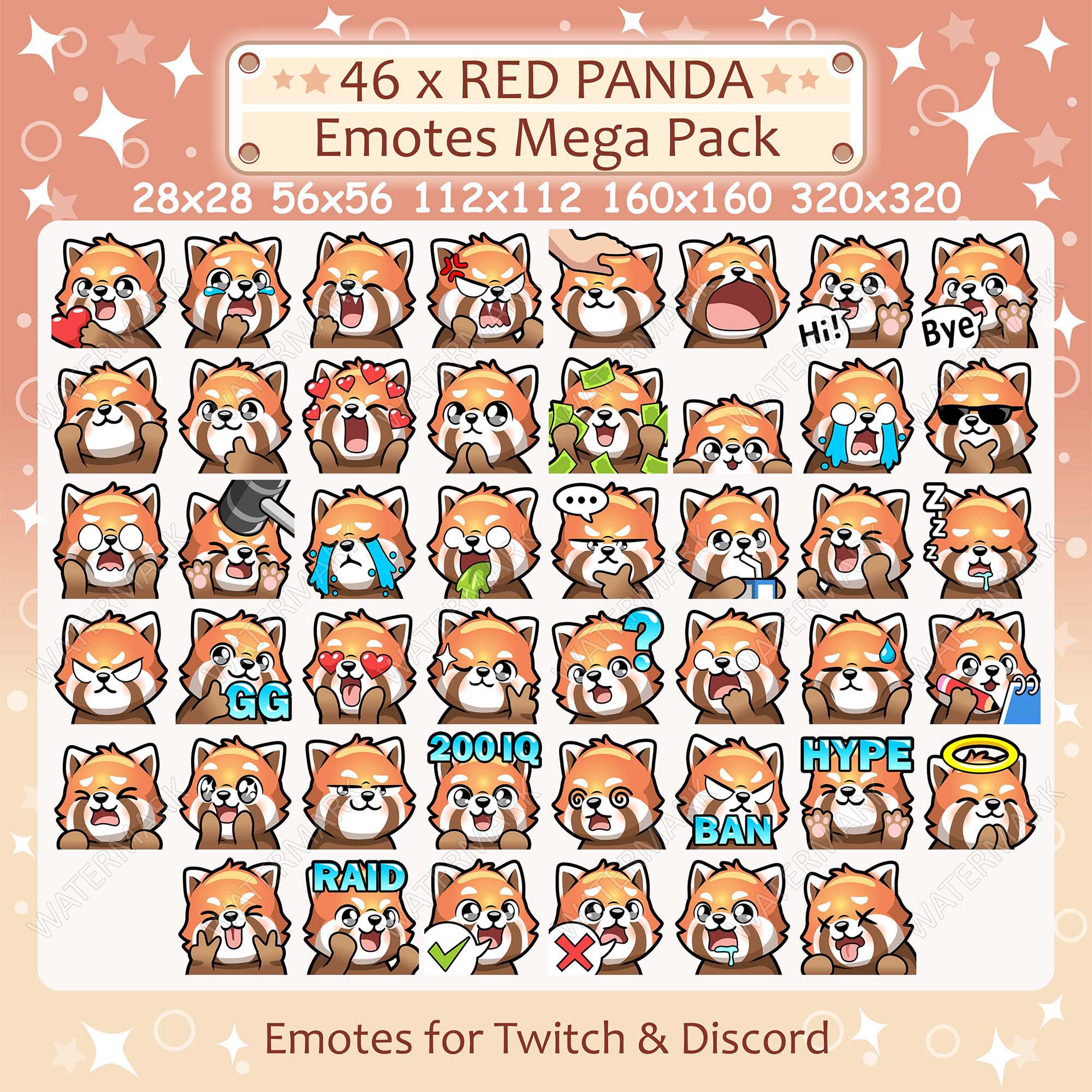 Red Panda Emotes x 46 for Twitch & Discord Emote | Red Panda Twitch Emote Pack, Discord Emote Pack, Red Panda Emotes Bundle Mega Pack
