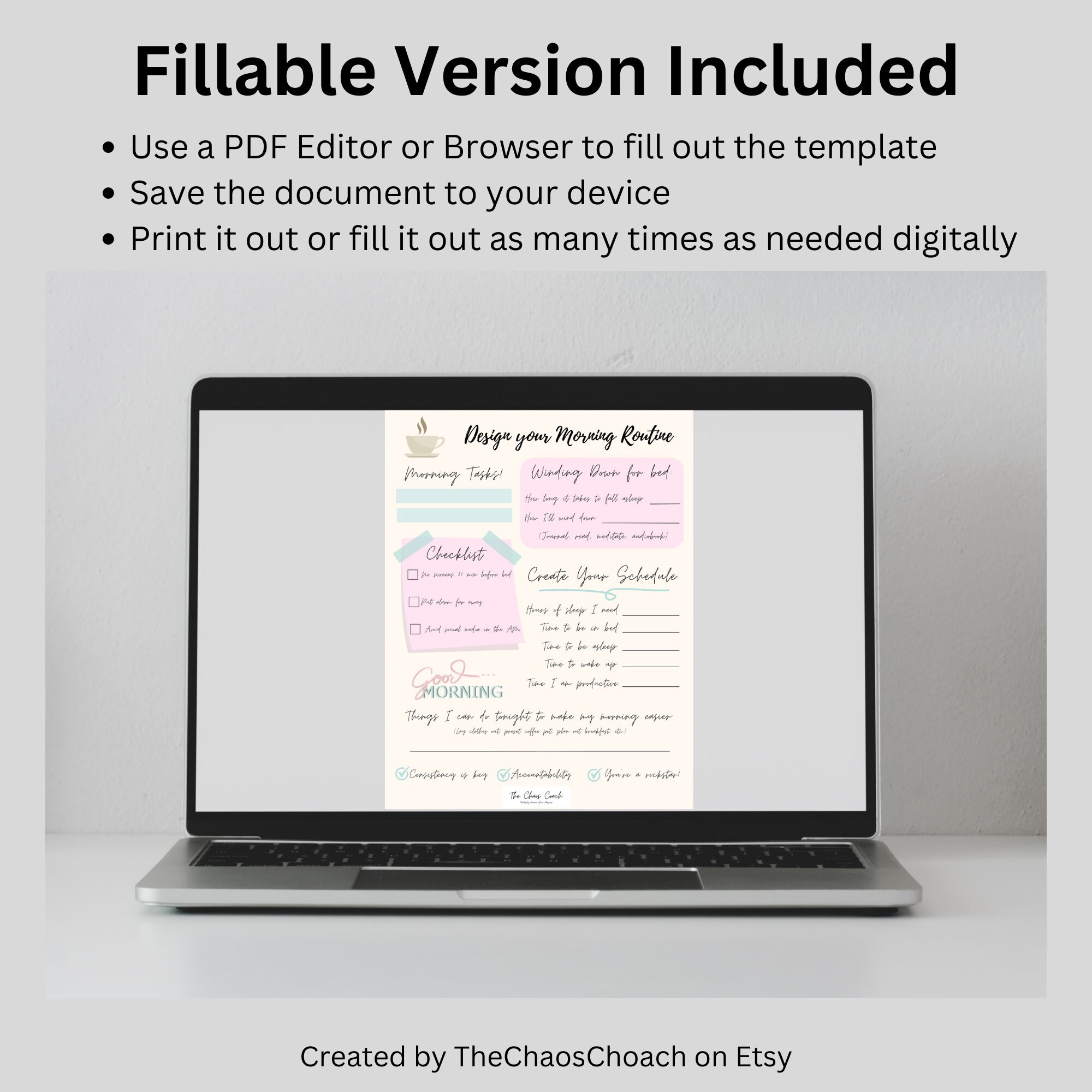 Printable Morning Routine Chart for Success Planner Morning - Etsy