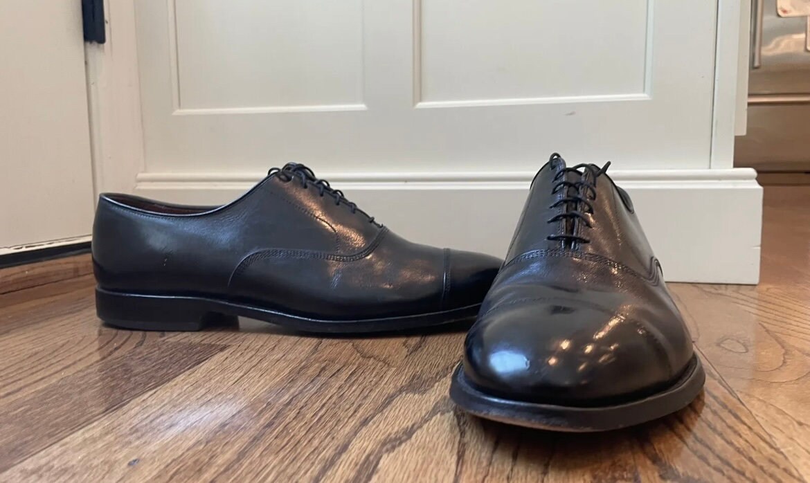 Allen Edmonds Park Avenue Sz 12E Schwarz Leder Cap Toe Schnür 