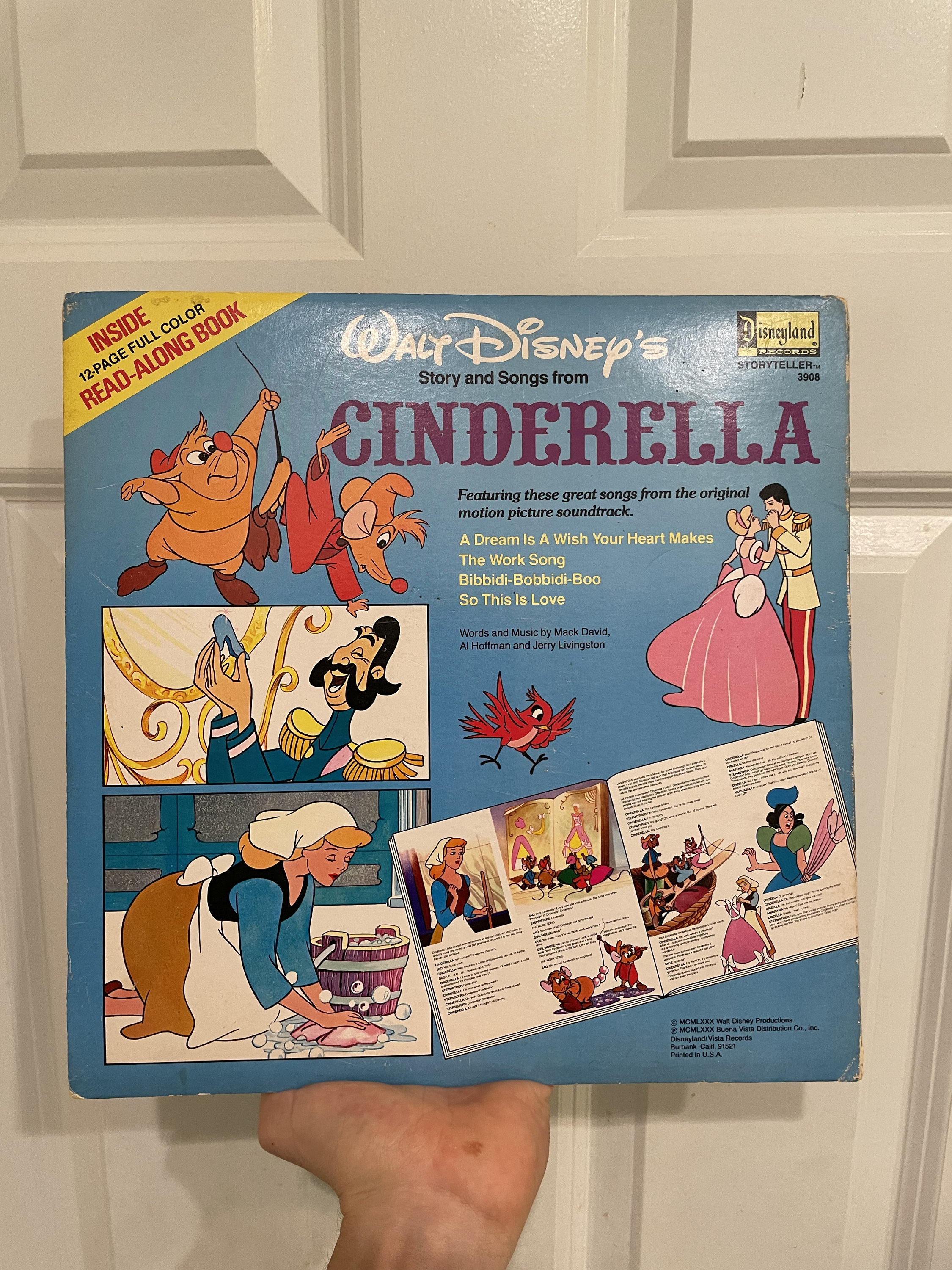 Walt Disney's Story and Songs From Cinderella 1980 LP #3908