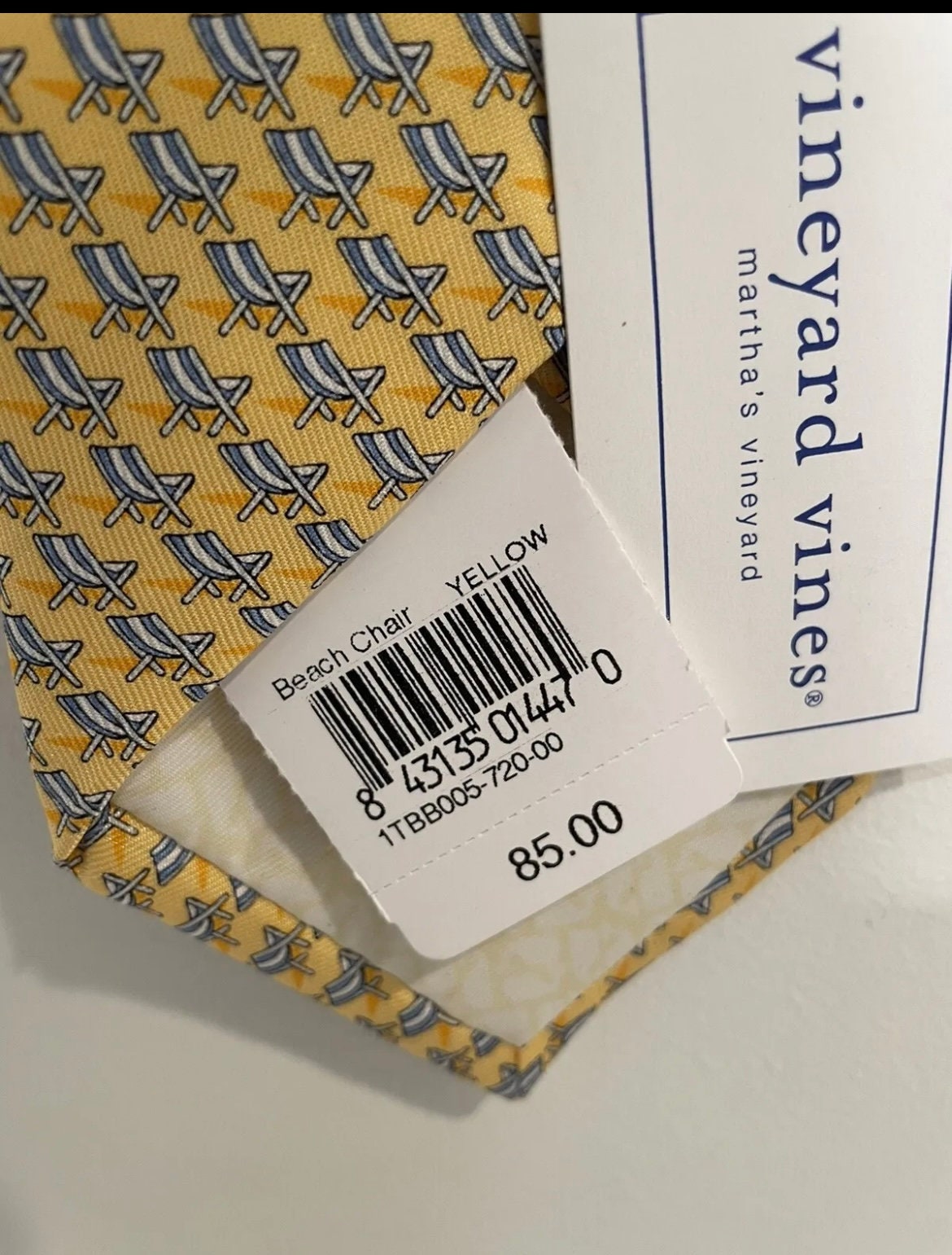 Vineyard Vines Mens Yellow beach Chair Themed Tie Brand New Etsy