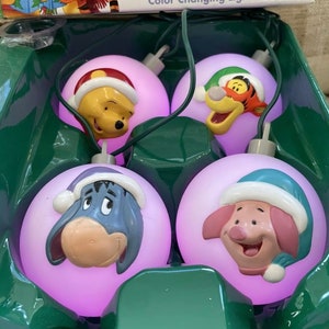 Disney Gemmy Winnie The Pooh Color Changing Christmas Lighted Ornaments