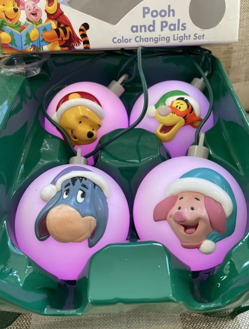 Disney Gemmy Winnie the Pooh Color Changing Christmas Lighted Ornaments