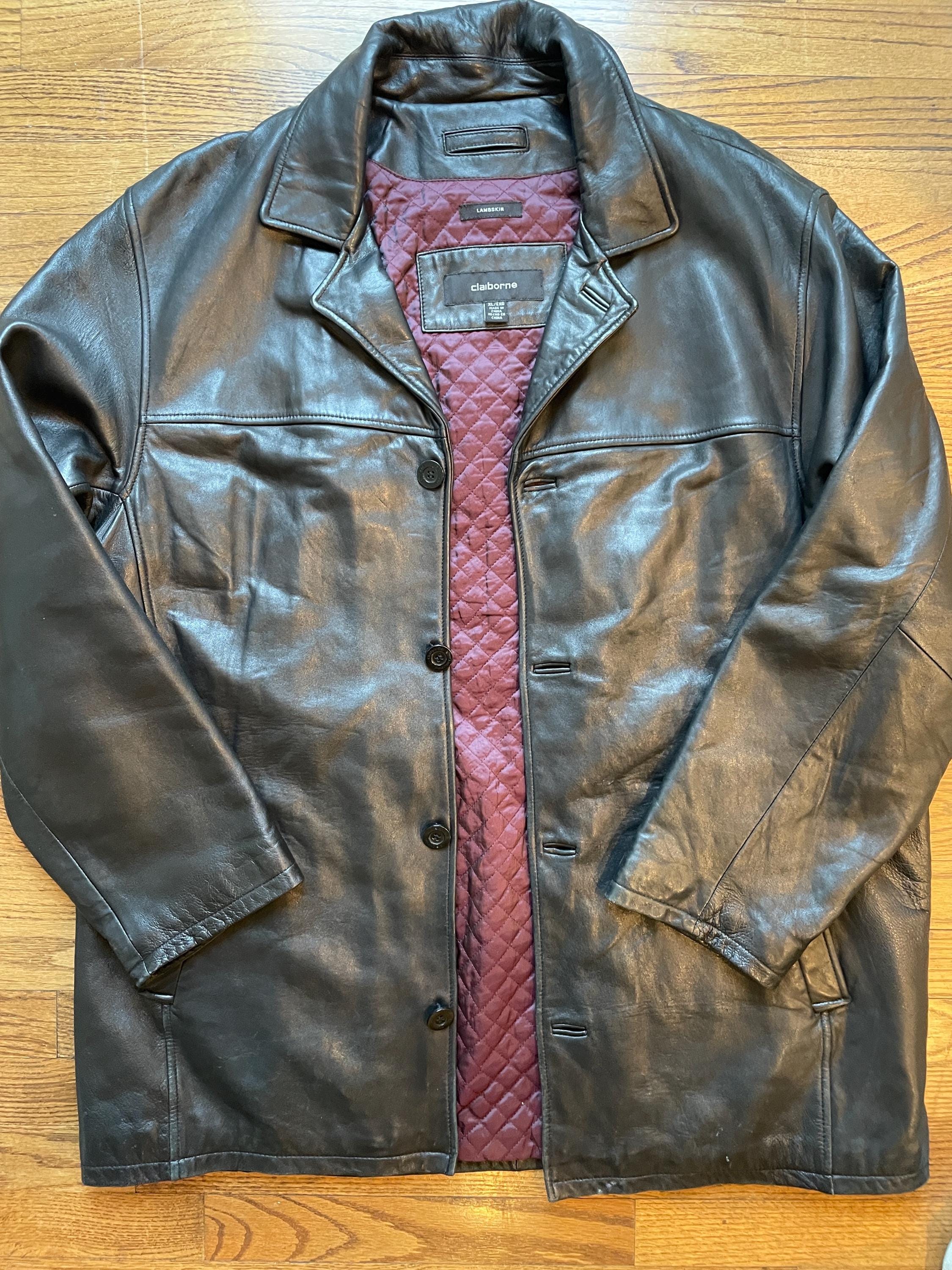 Vintage Claiborne Mens Leather Jacket - Etsy