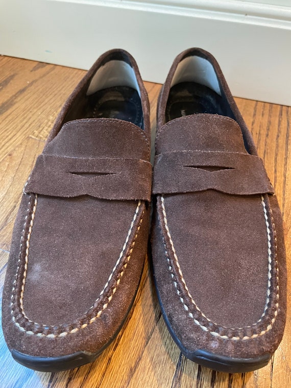 Martin Dingman Brown Suede Country Wear Penny Loafers Men display picture 1