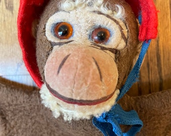 Vintage 13" German Felt Monkey Hand Theater Puppet