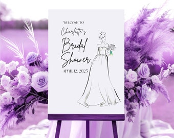 Brautparty Willkommensschild, Brautparty Dekor, Mode-Illustration Willkommensschild, Canva Vorlage, Sofort-Download #LS14