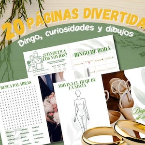 Panfleto de juegos para despedidas de soltera y boda / Imprimible / Plantas Boho/ Ideas para despedidas de soltera y boda/ En Español