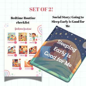 Bedtime Routine Checklist, Bedtime Social Story, Set of 2, Life Skills Visuals, Special Education, Social Skills, Autism, Digital Download