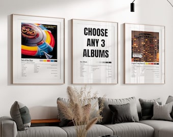 Set of 3 Music Posters | Personalised Music Print Aesthetic | Choose Your Favourite Rock Albums | Custom Album Cover