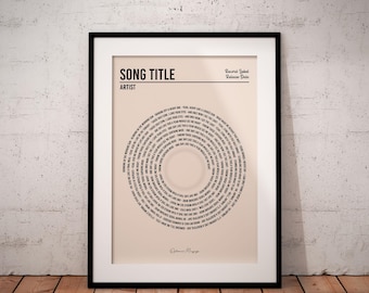 Custom Vinyl Lyrics Print, Personalised Music Poster, Customisable Music Gift, Anniversary Gift, Music Gift, Wedding Song Dance, A1/A2/A3/A4