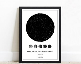 Custom Star Map Print, Night We Met Anniversary Gift, Night Sky Print, Star Map Poster, Wedding Gift, Constellation Print, Personalised Gift