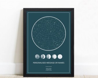 Personalised Star Map Gift, Night We Met Anniversary Gift, Christmas Gift For Her Unique Gift For Her Him, Star Map Poster, Wedding Gift