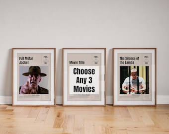Set of 3 Movie Posters | Personalised Movie Print Aesthetic | Choose Your Favourite Movies | Customisable Movie Gift | Request Your Own