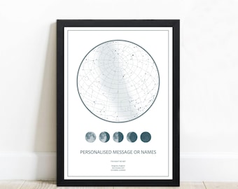 Star Mapping Gift, Night We Met Anniversary Gift, Night Sky Print, Map Star Poster, Wedding Gift, Constellation Print, Personalised Gift