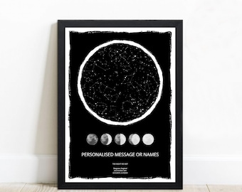 Custom Star Map By Date, Where It All Began, Night Sky Print, Star Map Poster, Birthday Gift For Her, Anniversary Gifts, Night We Met,