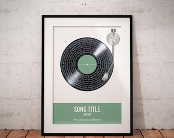 Custom Vinyl Lyrics Print, Personalised Music Poster, Customisable Music Gift, Anniversary Gift, Music Gift, Wedding Song Dance, A1/A2/A3/A4