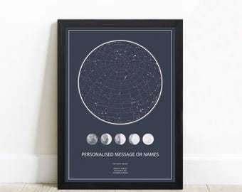 Personal Star Map, Night Sky Print, Wedding Gift, Constellation Map, First Anniversary Gift, Personalized Star Map, The Night We Met