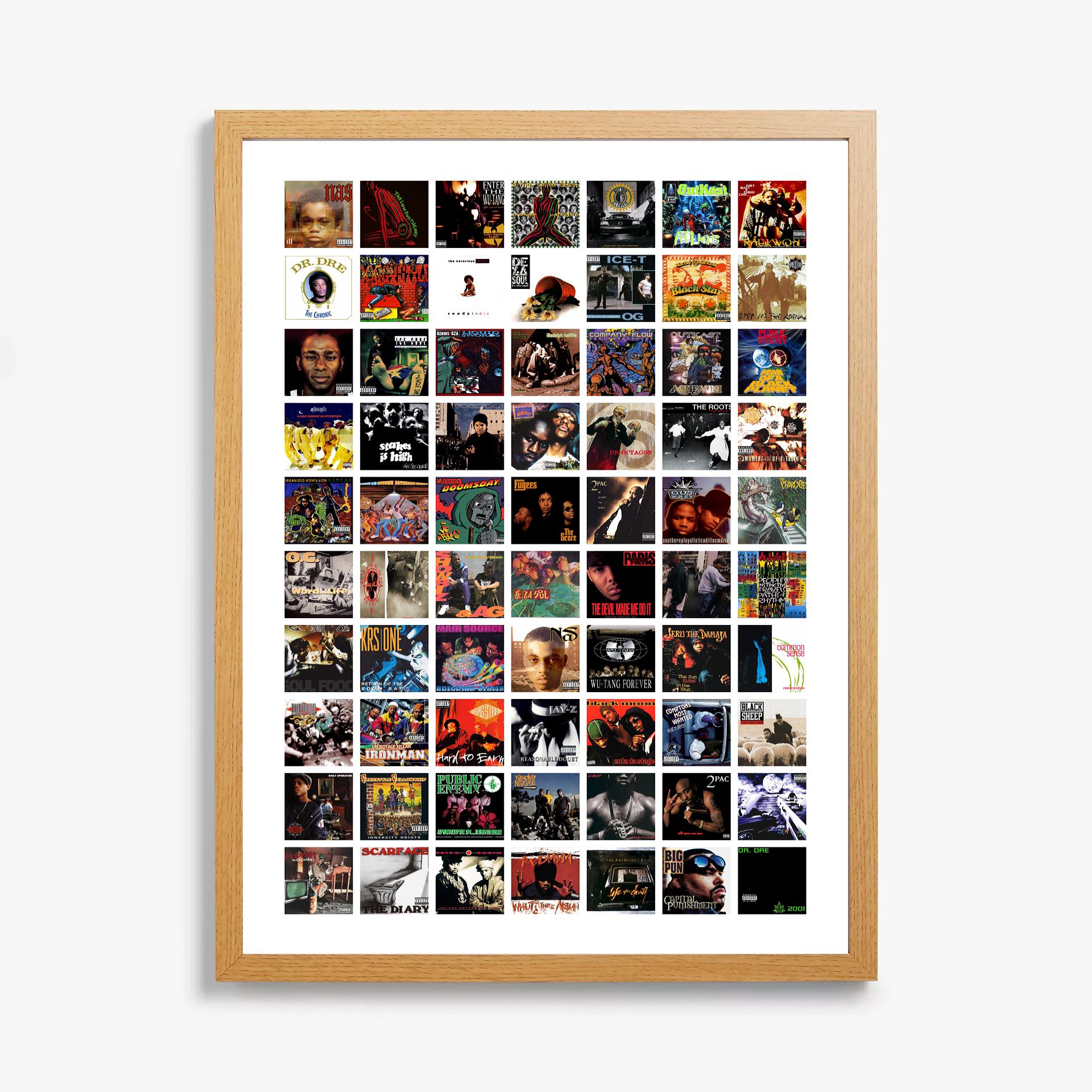 The Best of 90s Hip Hop / Rap Album Cover Print Poster | Framed or