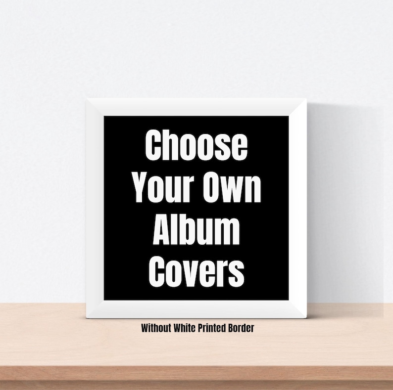a black and white poster with the words choose your own album covers