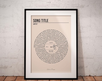 Custom Vinyl Lyrics Print, Personalised Music Poster, Customisable Music Gift, Anniversary Gift, Music Gift, Wedding Song Dance, A1/A2/A3/A4