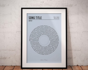 Custom Vinyl Lyrics Print, Personalised Music Poster, Customisable Music Gift, Anniversary Gift, Music Gift, Wedding Song Dance, A1/A2/A3/A4