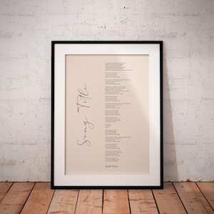 Custom Song Lyrics Print, Personalised Music Poster, Customisable Music Gift, Anniversary Gift, Music Gift, Wedding Song Dance, A1/A2/A3/A4