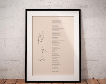 Custom Song Lyrics Print, Personalised Music Poster, Customisable Music Gift, Anniversary Gift, Music Gift, Wedding Song Dance, A1/A2/A3/A4