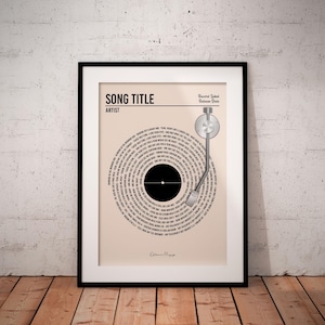 Custom Vinyl Lyrics Print, Personalised Music Poster, Customisable Music Gift, Anniversary Gift, Music Gift, Wedding Song Dance, A1/A2/A3/A4