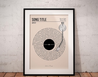 Custom Vinyl Lyrics Print, Personalised Music Poster, Customisable Music Gift, Anniversary Gift, Music Gift, Wedding Song Dance, A1/A2/A3/A4
