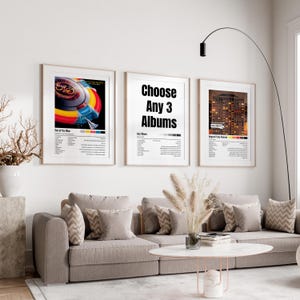 Set of 3 Music Posters | Personalised Music Print Aesthetic | Choose Your Favourite Album | Customisable Song Gift | Custom Album Cover