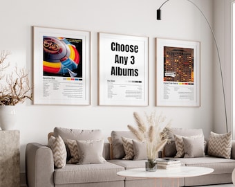 Set of 3 Music Posters | Personalised Music Print Aesthetic | Choose Your Favourite Album | Customisable Song Gift | Custom Album Cover