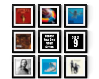 Custom Album Cover Print Set of 9, Choose Your Own Music Album Wall Art, Favourite Music Album Poster, Personalised Print for Music Lover