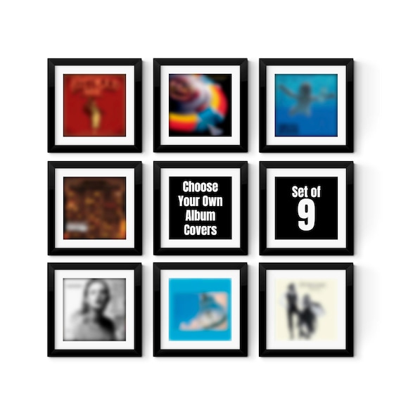 Custom Album Cover Print Set of 9, Choose Your Own Music Album Wall Art, Favourite Music Album Poster, Personalised Print for Music Lover