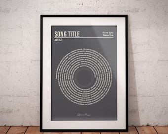 Custom Vinyl Lyrics Print, Personalised Music Poster, Customisable Music Gift, Anniversary Gift, Music Gift, Wedding Song Dance, A1/A2/A3/A4