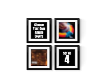 Custom Album Cover Print Set of 4, Choose Your Own Music Album Wall Art, Favourite Music Album Poster, Personalised Print for Music Lover