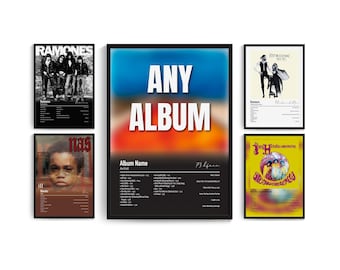 Album Cover Poster, Custom Music Poster, Choose Any Album Cover, Music Gift, Tracklist, Request Your Own, A1/A2/A3/A4