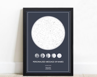 Custom Star Map Print, Night You Were Born, New Baby Gift, Stars The Night Sky, Stars Above Map Poster, Wedding Constellation Print Gift