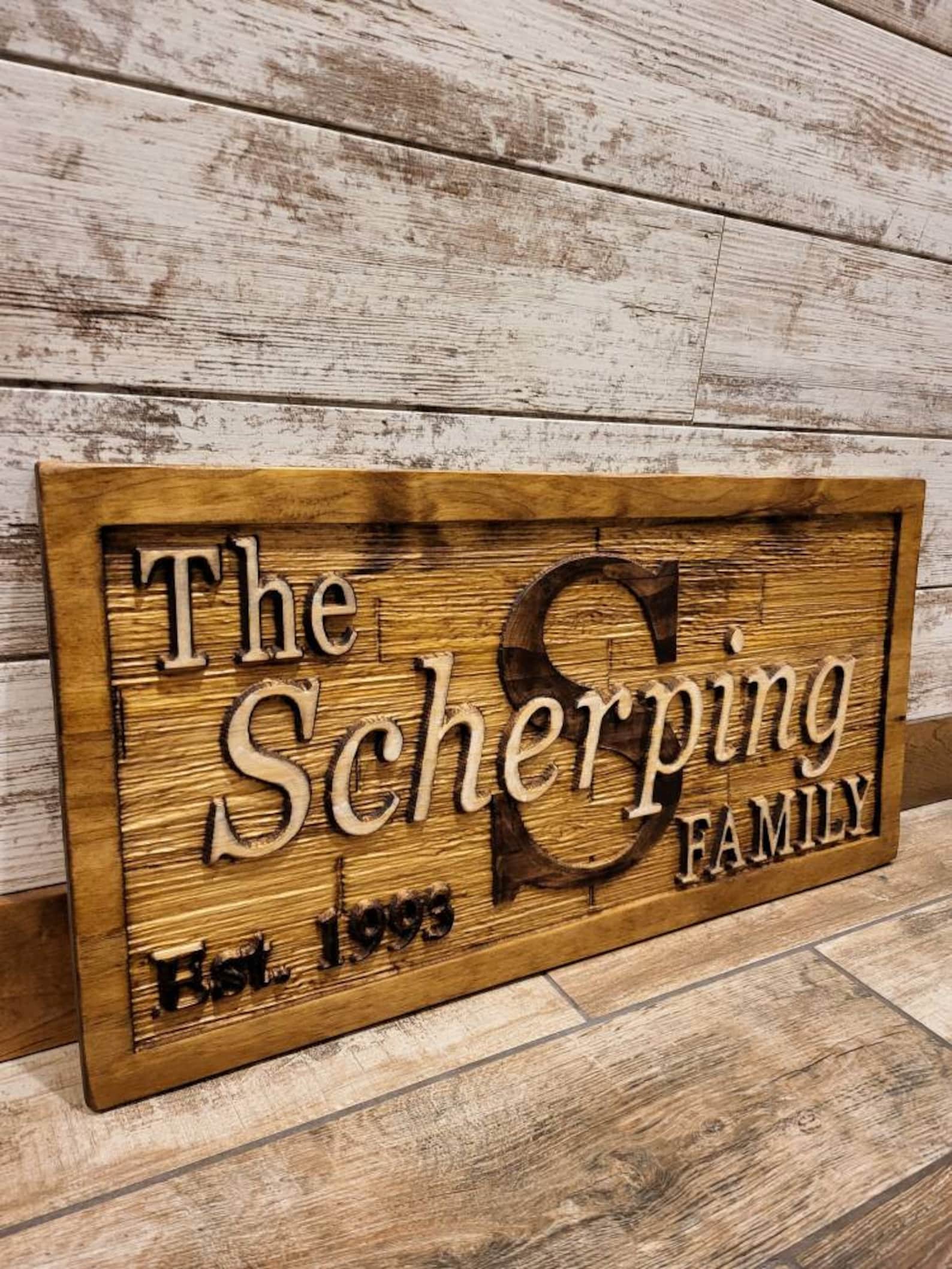 Last Name Sign, 3D Custom Wood Sign, Vintage Texture, Family Wall Décor ...
