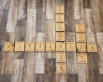 Scrabble Wall Tiles, 5.5" and 12" Scrabble Letters, Family Scrabble Names, Scrabble Tiles, Crossword, Wall Décor, Personalized Carved