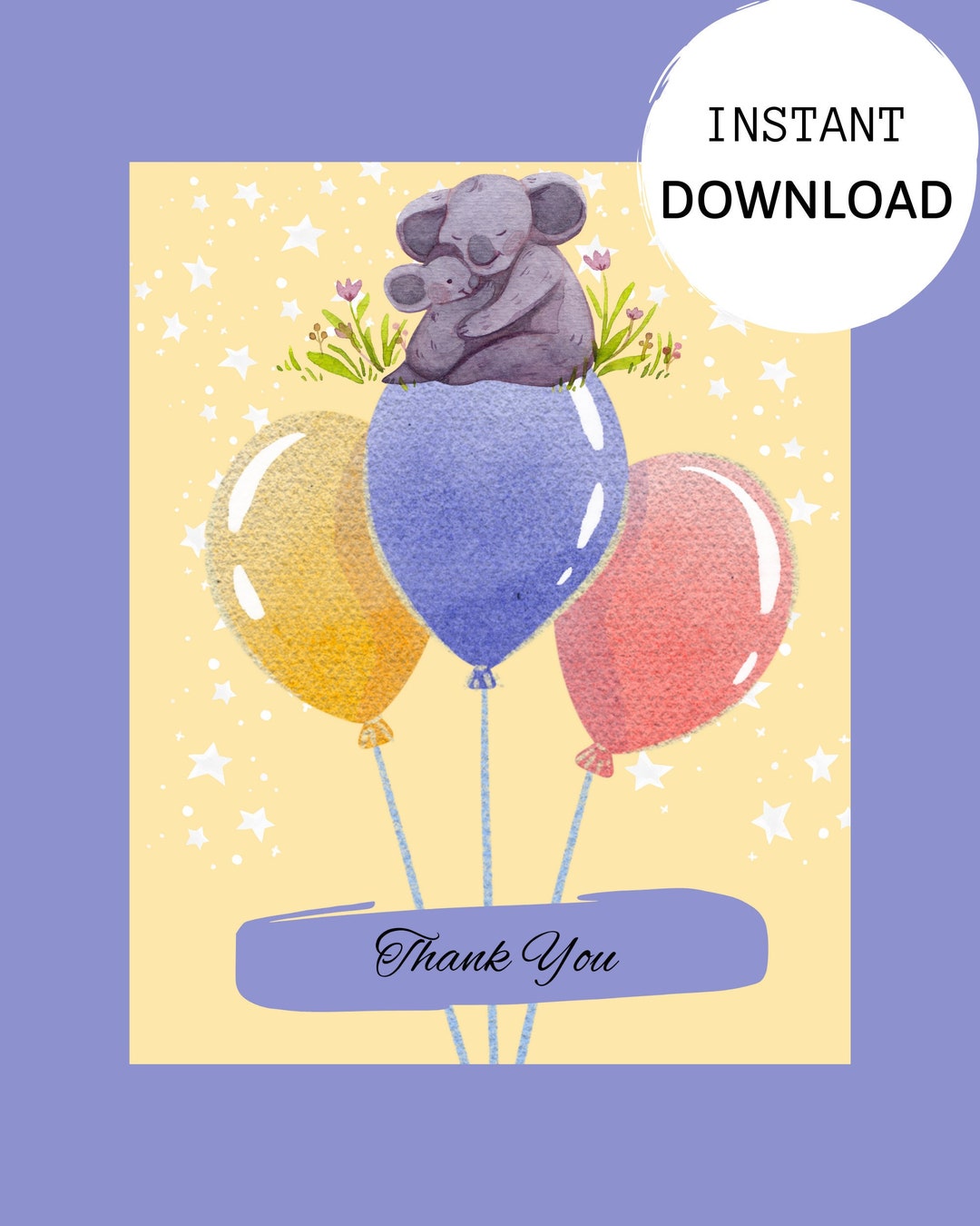 Printable Thank You Card Baby Thank You Card Instant Download Thank You ...