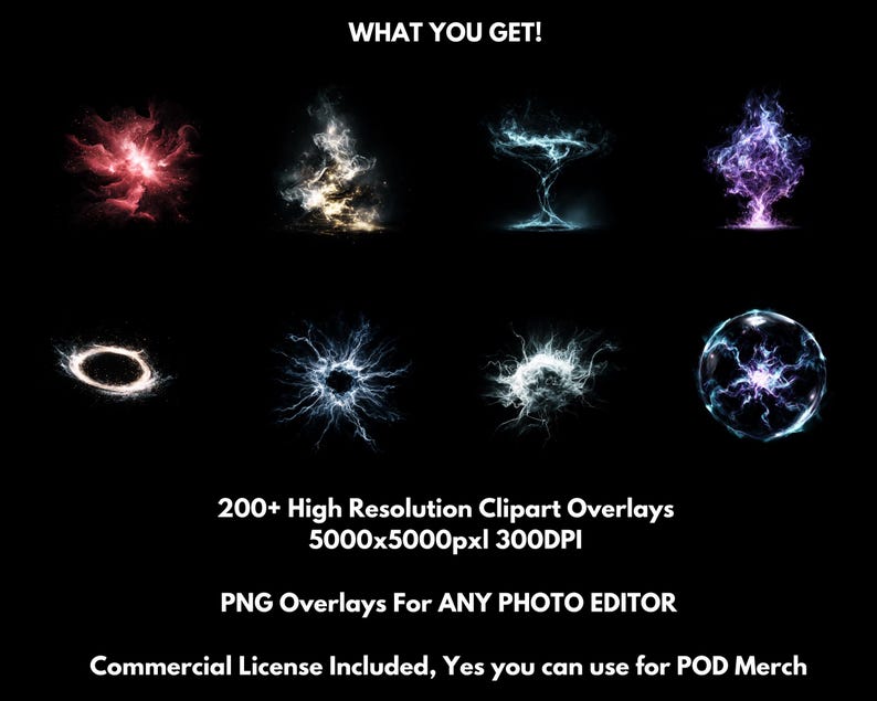 Mega Magic Fantasy Overlay Bundle, Dark Fantasy Magic Png Files ...
