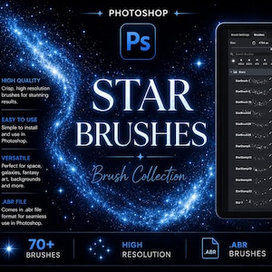 Pincéis de Estrelas para Photoshop: Efeitos de Estrelas e Glitter (Uso Comercial)
