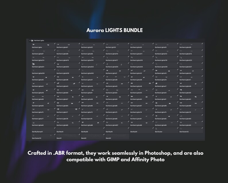 100+ Northern Lights Photoshop Brushes: Galaxy & Star Effects (abr File ...